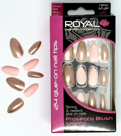 ROYAL Prosecco Blush Stiletto False Nails