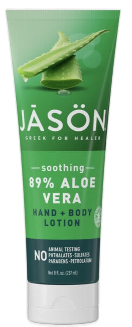 Velkjent body lotion fra Jason med 89% Aloe Vera i ny design. Med nærende avocadoolje, kamilleolje, solsikkeolje og energigivende ginseng. Uten parabener, syntetisk parfyme og fargestoffer. Fin til sensitiv hud, barn og voksne. Ikke testet på dyr. 237ml.